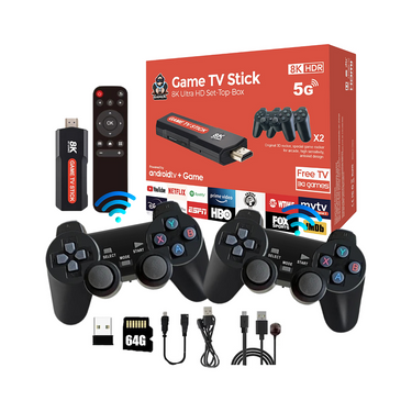 Streaming Tv Stick 8k Game Android Juegos 2 Controles Tv Box - 10.000 juegos RETROS